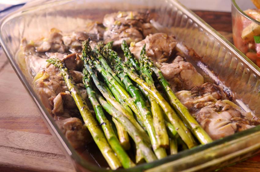 Balsamic Chicken with Asparagus and Tomato Basil Mozzarella Salad (GlutenFree, GrainFree